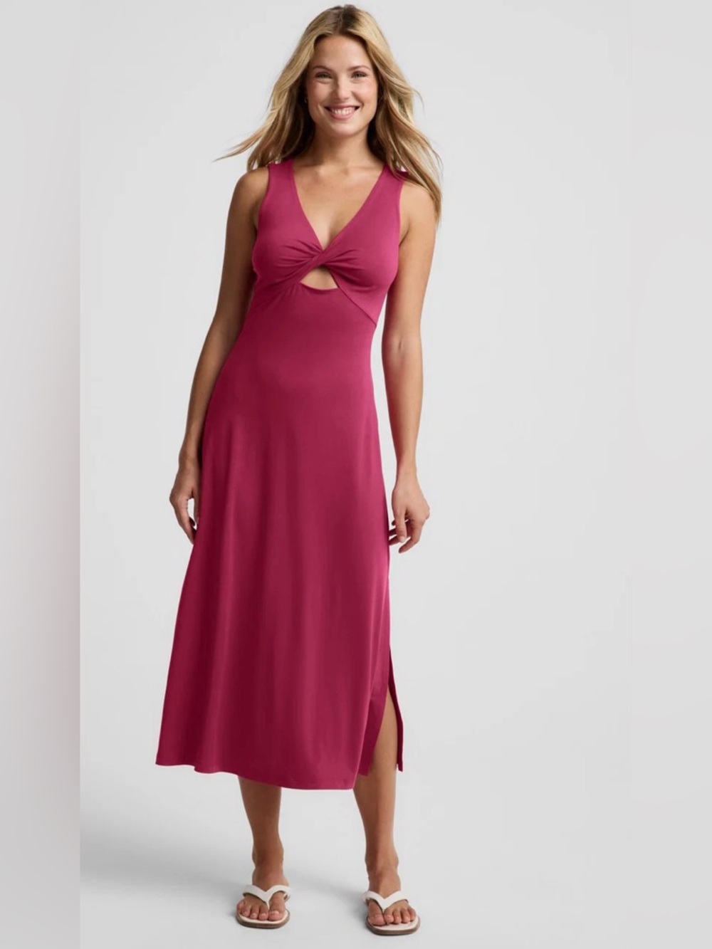 Beyond Yoga Twist Cutout Midi Dress in Sangria Size XS